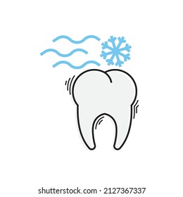 tooth icon with sensitive problem on white background.