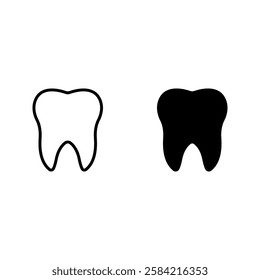 tooth icon set color editable on white background