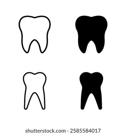 tooth icon set color editable on white background