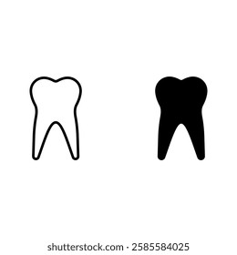 tooth icon set color editable on white background