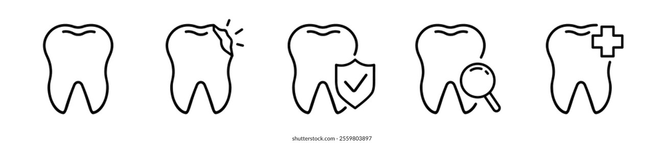 Tooth icon set. Dental icon