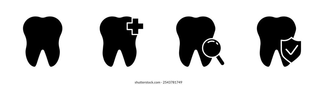 Ícone de dente definido. Ícones dentários