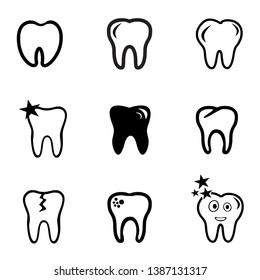 Tooth Icon Set, Dental Icon Vector, Dentish, gum, teeth symbol design in white background 