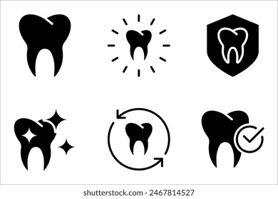 Tooth icon set. Dentistry symbol. Medical sign. Dentalhealth. Tooth sign. Clean tooth. vector illustration on white background