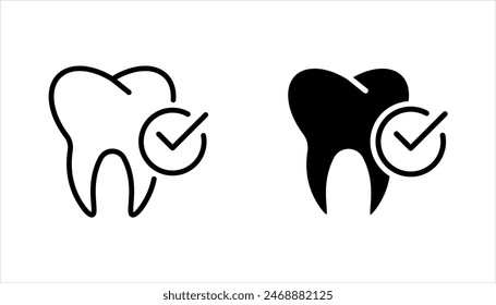 Conjunto de iconos de diente. Símbolo de odontología. Signo médico. Salud dental. Signo de diente. Diente limpio. Ilustración vectorial sobre fondo blanco