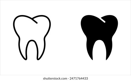 Conjunto de iconos de diente. Símbolo de odontología. Signo médico. Salud dental. Signo de diente. Diente limpio. Ilustración vectorial sobre fondo blanco