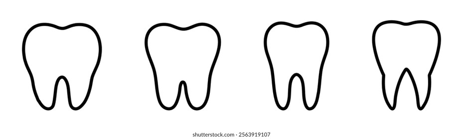 Tooth icon set in different style. Dentistry symbol. Clean teeth symbol.  healthy tooth logo. Teeth logo. Dental icons. Healthy glowing tooth symbol set. Tooth Icon, Cleaning, and whitening teeth.  