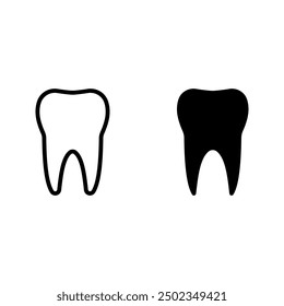  tooth icon set in flat design color editable
