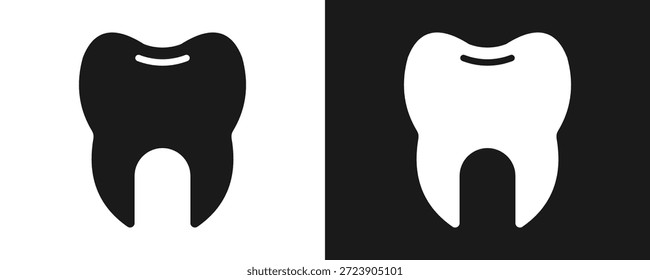 Ícone De Dente Define Glifo Em Plano De Fundo Branco E Preto