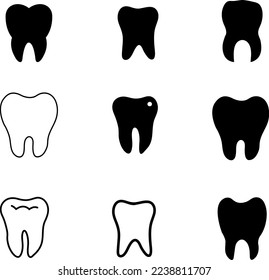 ilustración de conjunto de iconos dentales en fondo blanco..eps