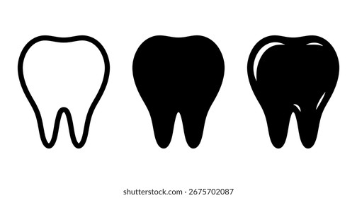 Zahnsymbolsatz einzeln auf weißem Hintergrund. Symbole für die Zahn- und Mundpflege. Vektorgrafik