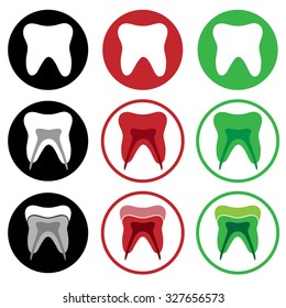 Tooth icon set isolated on white background