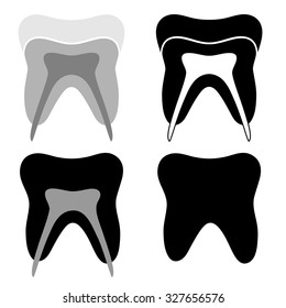 Tooth icon set isolated on white background