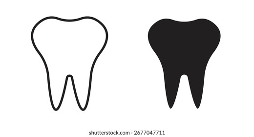 Conjunto de iconos de dientes, arte de línea y diseño de glifos. Eps10