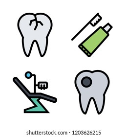 tooth icon set. vector set about caries, dentist, broken tooth and toothbrush icons set.