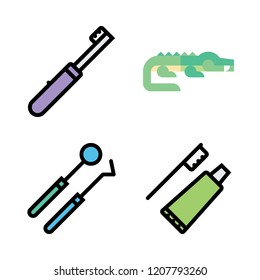 tooth icon set. vector set about toothbrush, crocodile and dentist tools icons set.