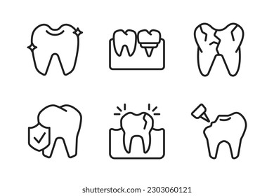 Tooth icon set. Vector graphic illustration.