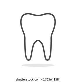 Tooth icon with  shadow. Flat design style. Tooth simple silhouette. Modern, minimalist icon in stylish colors.