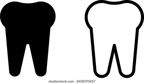 tooth icon, sign, or symbol in glyph and line style isolated on transparent background. Vector illustration