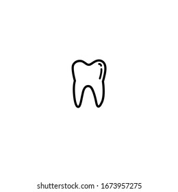 tooth icon. simple, flta, black, outline.