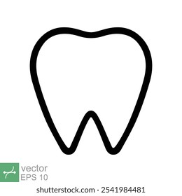Ícone de dente. Estilo de contorno simples. Tratamento dentário e cuidados dentários, saúde oral, odontologia, conceito médico de dor de dente. Ilustração de vetor de linha fina isolada no fundo branco. EPS 10.