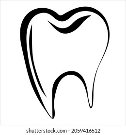 Tooth icon. Simple vector illustration in doodle style.