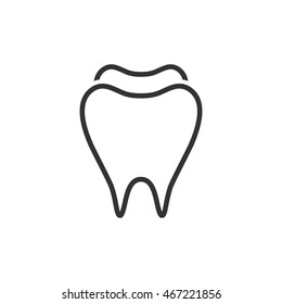 Tooth icon in single grey color. Toothpaste, hygiene, smile, healthy