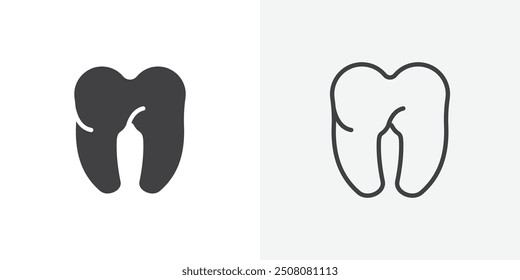 Tooth icon in solid and outlined style
