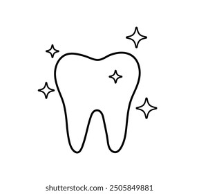 Tooth icon. Sparkling clean tooth. Dental symbol Isolated on white background. Vector illustration