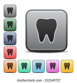 Tooth Icon Square Vector Icon with Color Variations