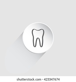 Tooth Icon. Strong teeth icon. Tooth picture.  Tooth Icon vector illustration. Tooth Icon with long shadow.