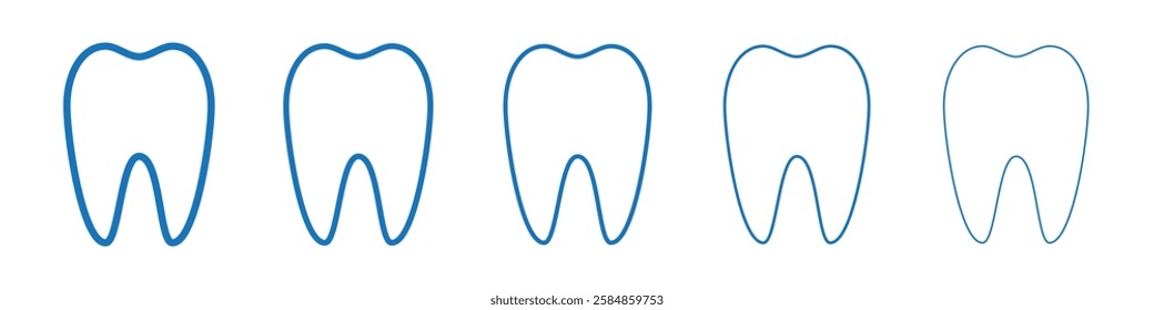Tooth icon Symbol collection thin outline set