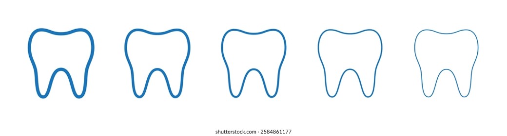 Tooth icon Symbol collection thin outline set