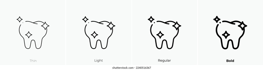 tooth icon. Thin, Light Regular And Bold style design isolated on white background