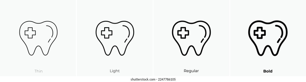 tooth icon. Thin, Light Regular And Bold style design isolated on white background