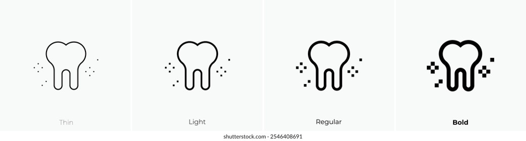 tooth icon. Thin, Light Regular And Bold style design isolated on white background