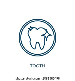 icono dental. Icono de contorno de dientes lineal delgado aislado en fondo blanco. Signo de dientes vectoriales de línea, símbolo para web y móvil