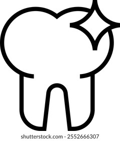 icono de diente. Diseño de estilo lineal delgado aislado sobre fondo blanco