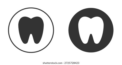 Ícone de dente na moda plana preto e branco. adequado para design gráfico
