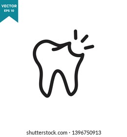 tooth icon in trendy flat style, damage tooth icon 