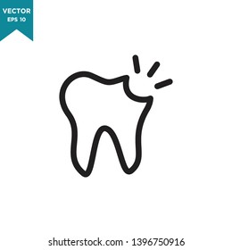 tooth icon in trendy flat style, damage tooth icon 