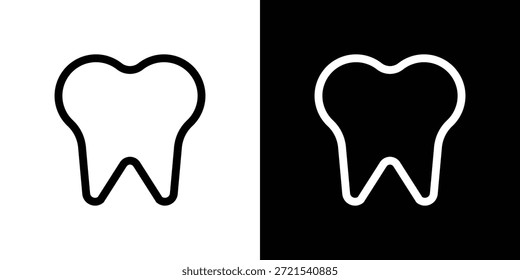 Ícone de dente em estilo linear fino traçado na moda.
