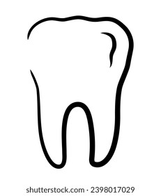 Tooth icon. Vector black flat icon isolated on white background.