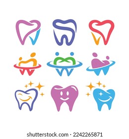 Tooth Icon vector of Dental Clinic Logo set Dentistry Sign Dentist clipart