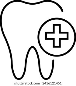 Tooth icon vector, Dentist, bold line icons, editable stroke, teeth whitening, Dental care equipment ,Dental Implant, a sign of medical elements. Orthodontic Protection Linear Pictogram. used for web.