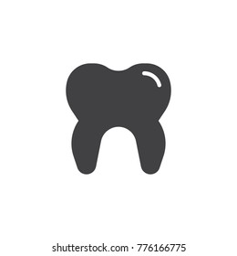 Tooth icon vector, filled flat sign, solid pictogram isolated on white. Dental care symbol, logo illustration.