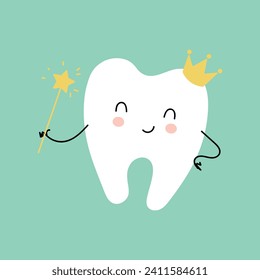tooth icon vector illustration. Dentist line icon. Tooth shape symbol vector icon. healthy tooth vector icon. Tooth fairy. Concept of medical cabinet, children dentistry.