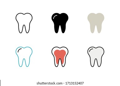 tooth icon vector illustration with different style design. isolated on white background