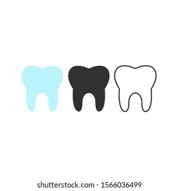 Tooth icon vector illustration on white background. Dental icons. Teeth in flat and line style