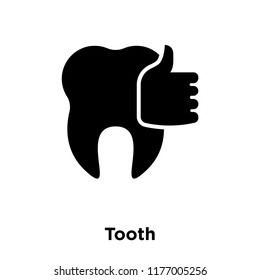 Tooth icon vector isolated on white background, logo concept of Tooth sign on transparent background, filled black symbol